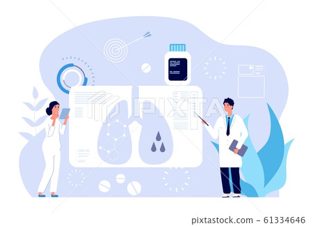 Pulmonology concept. Respiratory illness diagnostics, lung problem. Pulmonologist healthcare check, bronchia scan. Medical professional examination vector illustration Pulmonology concept. Respiratory illness diagnostics, lung problem. Pulmonologist healthcare check, bronchia scan. Medical professional examination vector illustration 61334646