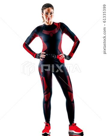 woman runner running jogger jogging jumpsuit isolated white background woman runner running jogger jogging jumpsuit isolated white background 61335399