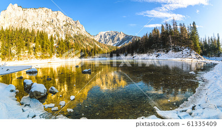 Peaceful mountain panorama view with famous green Peaceful mountain panorama view with famous green 61335409