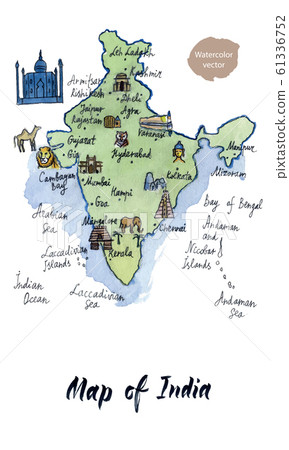 Cartoon map of attractions of india, hand drawn... - Stock Illustration  [61336752] - PIXTA