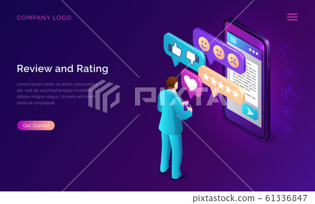 Review and rating isometric landing page banner Review and rating isometric landing page banner 61336847