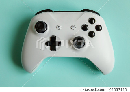Cyberspace symbol. White joystick gamepad, game 61337113