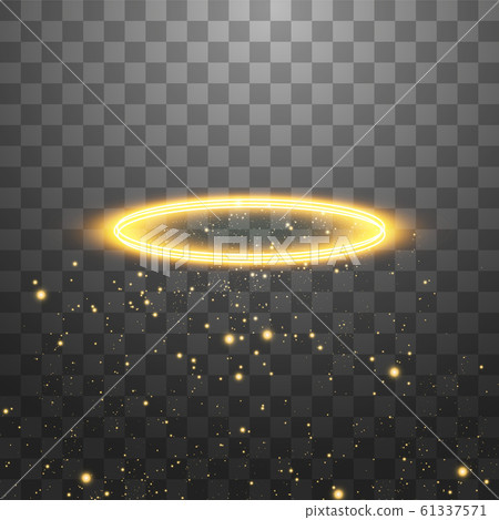 Golden halo angel ring. Isolated on black transparent background, vector illustration 61337571