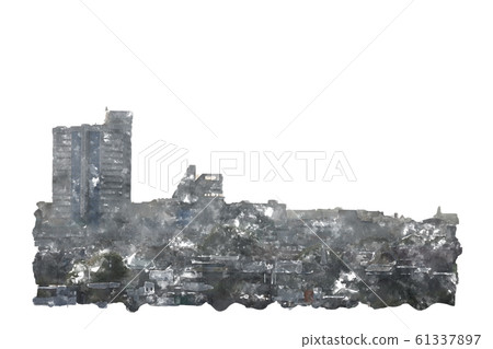 Abstract offices Building in the city on watercolor painting background. City on Digital illustration brush to art. Abstract offices Building in the city on watercolor painting background. City on Digital illustration brush to art. 61337897