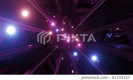glowing spheres fly throgh tunnel corridor with glass windows 3d illustrations backgrounds wallpaper graphic artwork 61339187