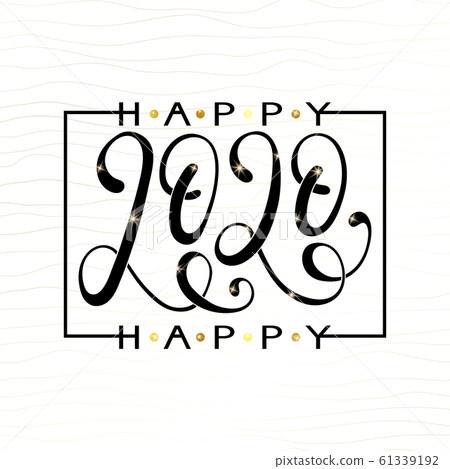 Greeting card, invitation with happy New year 2020 Greeting card, invitation with happy New year 2020 61339192