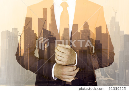 Corporate business, entrepreneurship and economic prosperity conceptul collage. 61339225