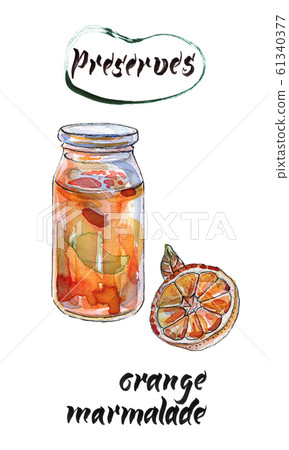Orange marmalade, hand drawn watercolor illustration Orange marmalade, hand drawn watercolor illustration 61340377