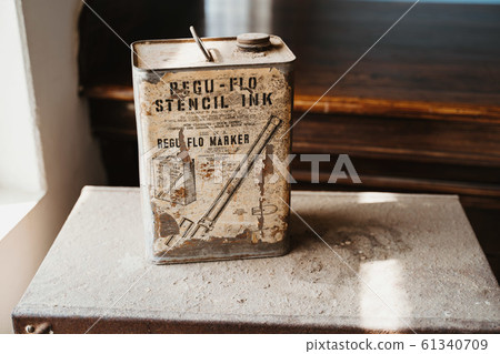 historic old remains, can with Regu Flo Marker at colonial museum historic old remains, can with Regu Flo Marker at colonial museum 61340709