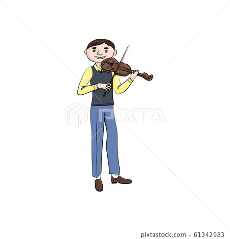 man (boy) playing the violin. Vector color illustration. 61342983