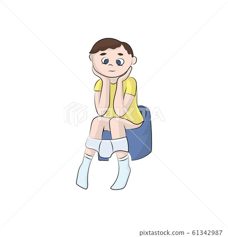 The boy is sitting on the pot. Vector color illustration The boy is sitting on the pot. Vector color illustration 61342987