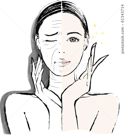 Woman wrinkle before after Woman wrinkle before after 61343714