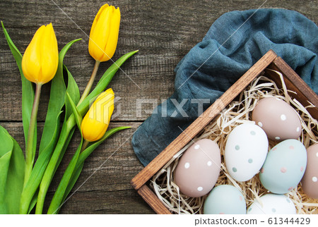 Easter eggs and tulips Easter eggs and tulips 61344429