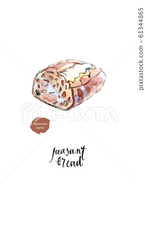 Freshly baked sliced peasant bread with rustic in watercolor Freshly baked sliced peasant bread with rustic in watercolor 61344865