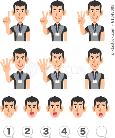 Fitness club instructor man counting numbers with fingers 61345099