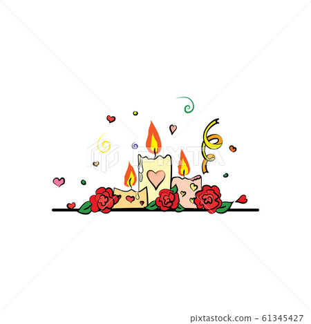 Romantic candles and roses vector. Valentine's Day - Stock Illustration ...