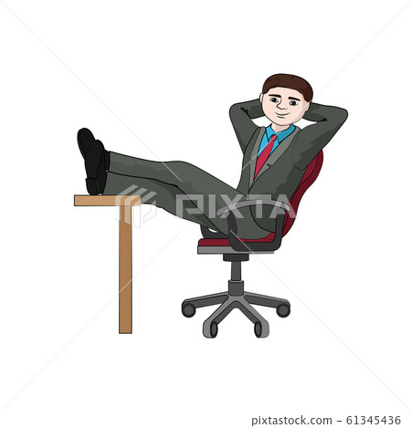 Businessman folded legs on the table (relax) vector Businessman folded legs on the table (relax) vector 61345436