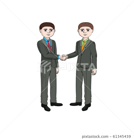 Businessman shakes hands with a businessman. Vector 61345439