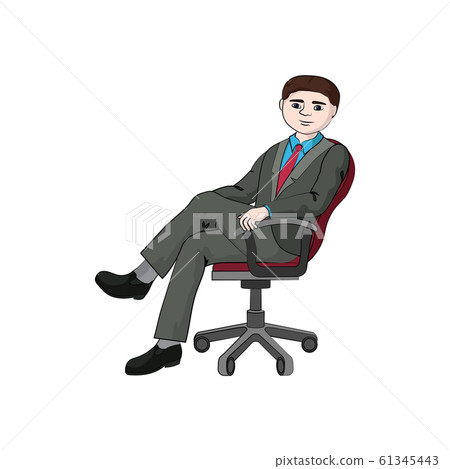 A businessman (boy, man) is sitting in an office chair. Vector 61345443