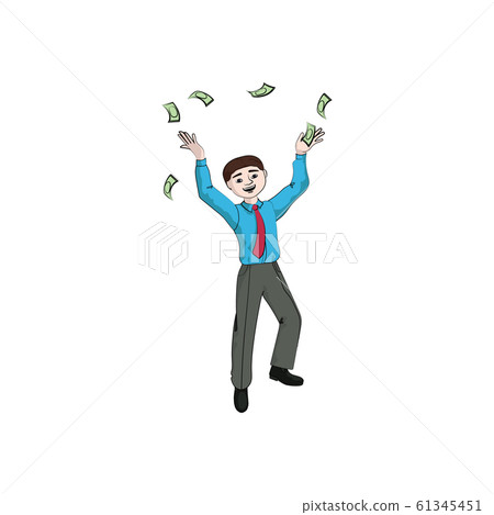Businessman (man, boy) throws money (money rain). Vector Businessman (man, boy) throws money (money rain). Vector 61345451