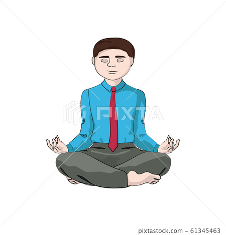 Businessman (man, boy) sits in a yoga pose. Vector 61345463