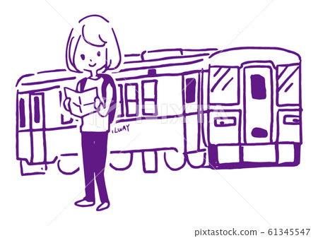 鐵路人旅行簡單線條圖 61345547