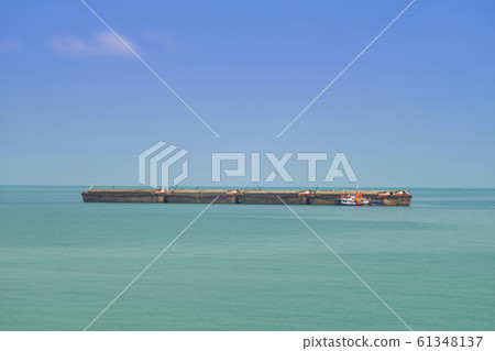 surveillance boat recheck cargo sea barges passing surveillance boat recheck cargo sea barges passing 61348137