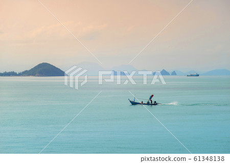 Small fisher boat in the Sea. Small fisher boat in the Sea. 61348138