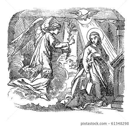 Vintage Drawing Of Biblical Story Of Angel Stock Illustration