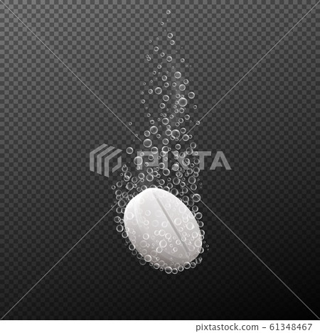 Effervescent or soluble pill with bubbles 61348467