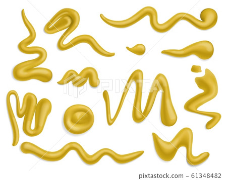 Mustard drops, spills and splashes. Food 61348482