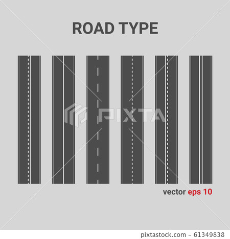 Vector road type. Vertical straight asphalt roads. Vector road type. Vertical straight asphalt roads. 61349838