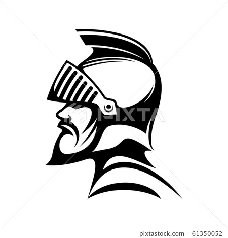 Roman warrior in helmet isolated medieval spartan Roman warrior in helmet isolated medieval spartan 61350052