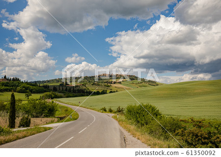 Tuscany - Landscape panorama, hills and meadow, Tuscany - Landscape panorama, hills and meadow, 61350092