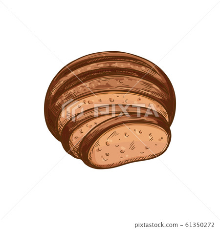 Brown bread loaf sketch icon 61350272