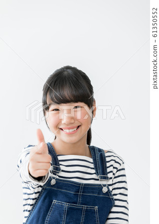 Elementary school girl sniper pointing target 61350552