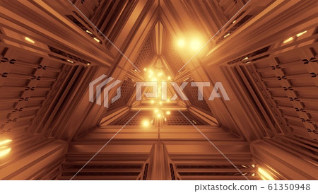 glowing spheres particles fly through triangle space tunnel corridor 3d illustration backgrounds wallpaper graphics artworks 61350948
