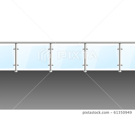 Realistic Detailed 3d Glass Barrier Modern Balcony or Terrace. Vector 61350949