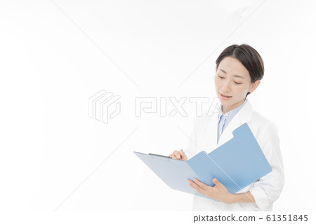 Career female researcher white background portrait person Career female researcher white background portrait person 61351845