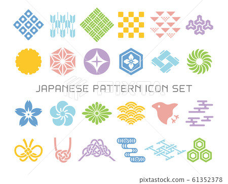 Japanese traditional pattern A set of colorful Japanese pattern icon materials 61352378