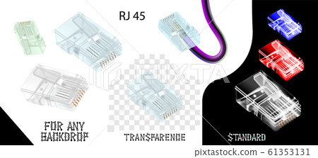 Close-up set rj-45 connectors isolated on white Close-up set rj-45 connectors isolated on white 61353131