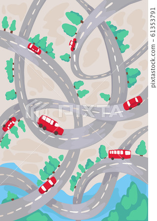 Children road map with cars. Vector illustration 61353791