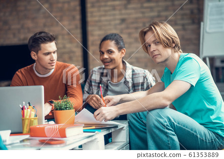 Smart students feeling involved into preparation for exam 61353889