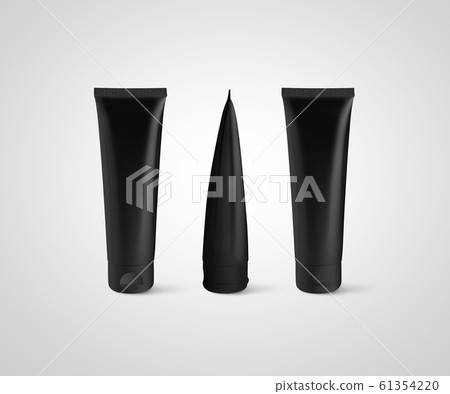 Blank black tube design mockup front back profile side view 61354220