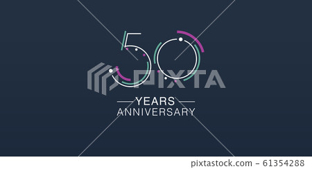 50 years anniversary vector icon, logo. Neon graphic number 61354288