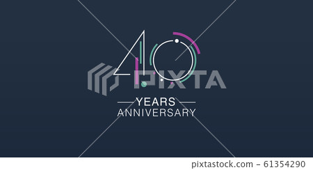 40 years anniversary vector icon, logo. Neon graphic number 40 years anniversary vector icon, logo. Neon graphic number 61354290