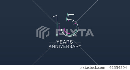 15 years anniversary vector icon, logo. Neon graphic number 61354294