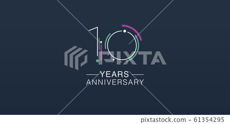 10 years anniversary vector icon, logo. Neon graphic number 61354295