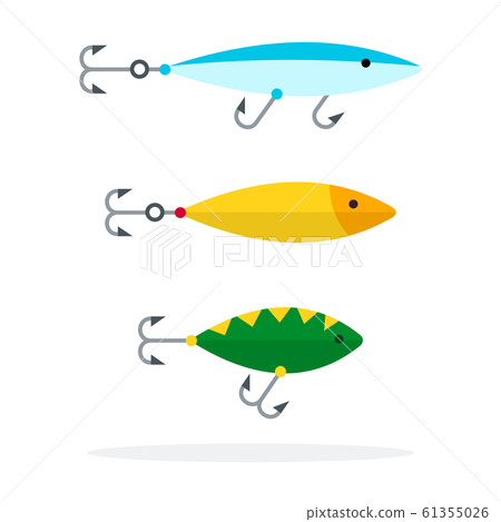Wobbler in the form of fish of different colors flat isolated 61355026