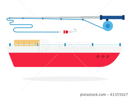 Fishing boat and spinning vector flat isolated Fishing boat and spinning vector flat isolated 61355027
